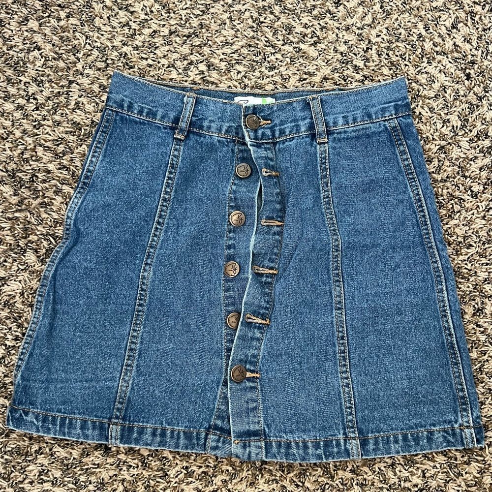 Papaya Denim A-Line Button-Front Skirt - Blue